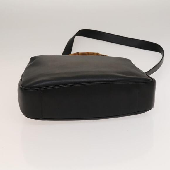 GUCCI Bamboo Hand Bag Leather Black Gold 001 001 - Picture 11 of 16
